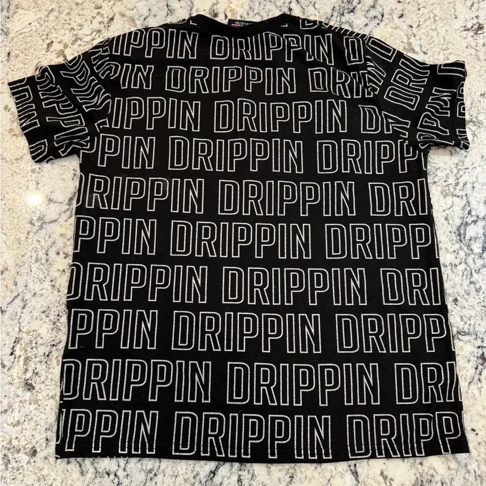 Phat Farm DRIP Graphic Tee Black Gold Logo Shirt Size L (14/16) Y2K Streetwear